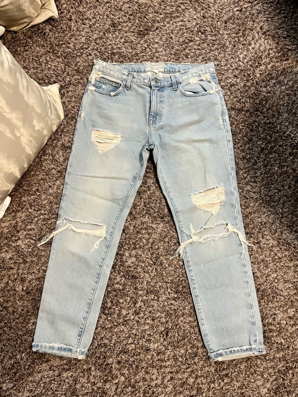 Current/Elliott Light Blue Distressed Denim Jeans